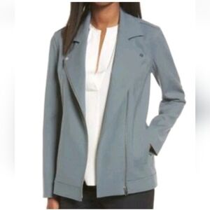 Classiques Entier Wool Blend Moto Jacket Sz XL Blue Pearl Preppy City Nwt $349